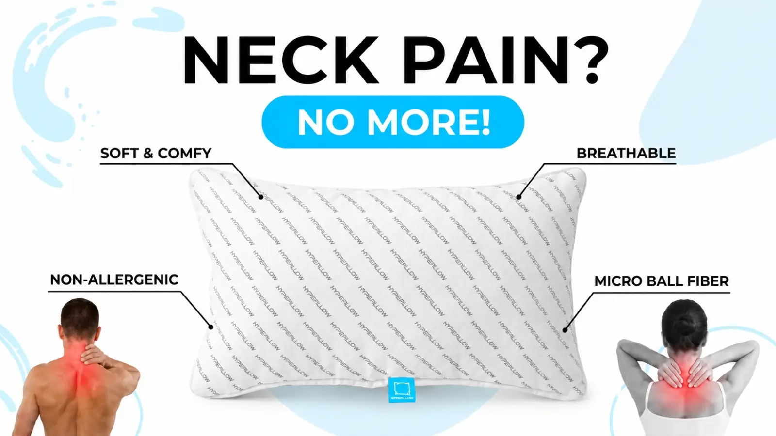 HypePillow medicated pillow with soft breathable micro ball fiber for neck support