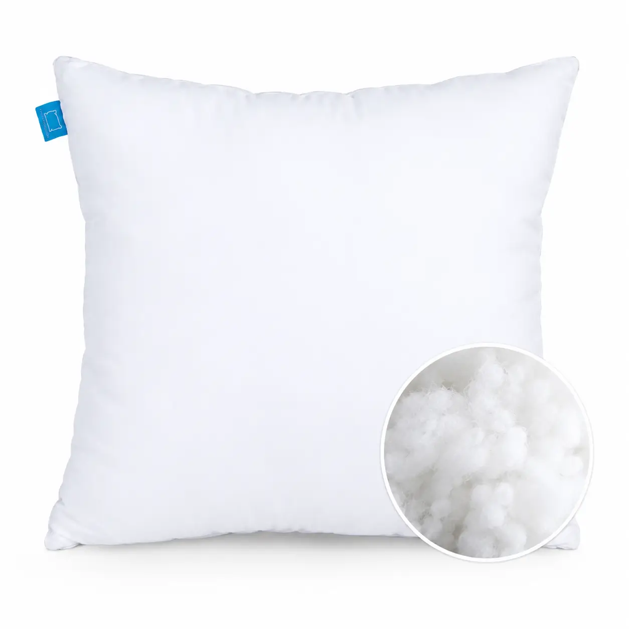 28x28 floor cushion filling with soft white square cushion insert on clean background