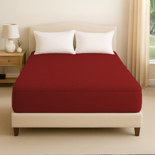 Maroon Quilted Waterproof Mattress Protector