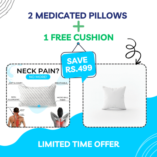 2 Medicated Pillows + 1 Free Cushion – Double Comfort Deal