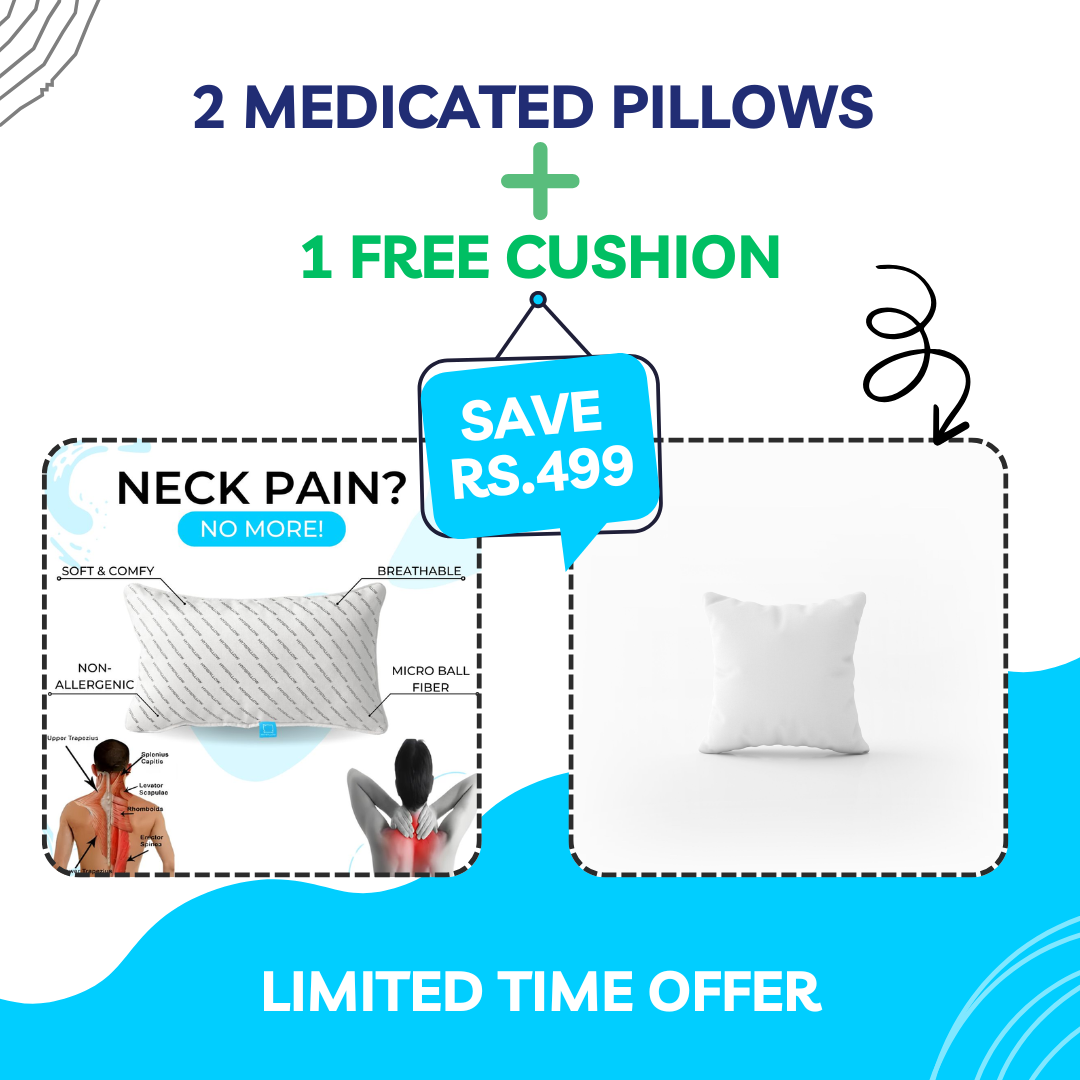 2 Medicated Pillows + 1 Free Cushion – Double Comfort Deal