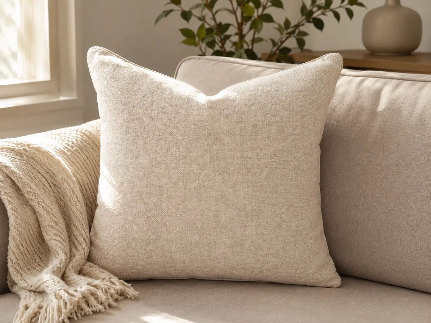 22x22 pillow insert feature infographic showing ball fiber filling, soft support, and shape retention